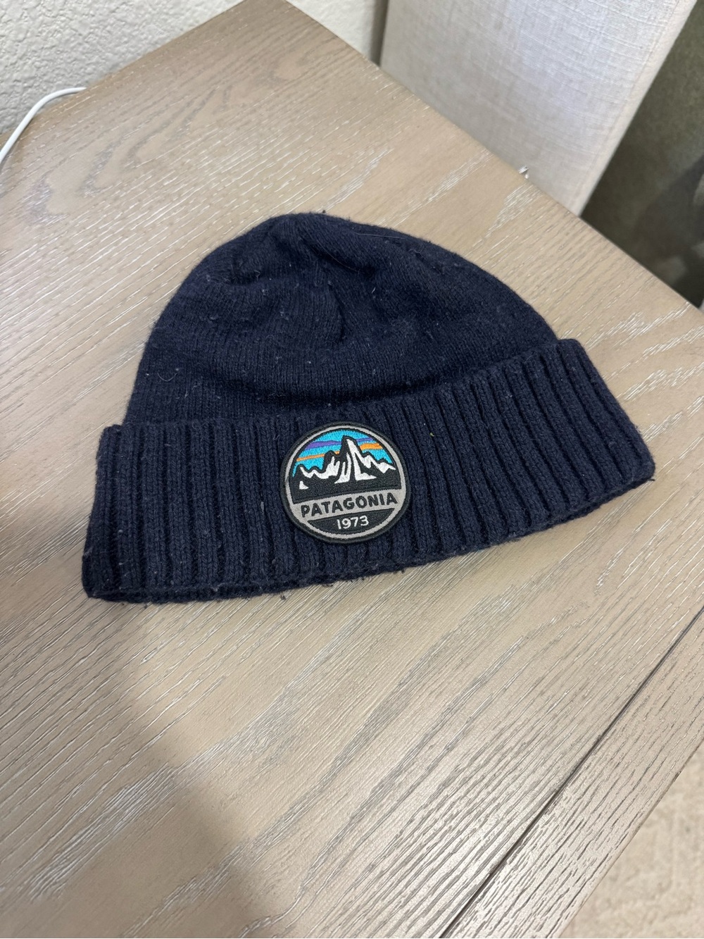 Patagonia Navy Beanie with Mountain Patch